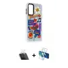 ieg™ Galaxy A14 4G Kılıf Siluet Çizgi Koleksiyonu - Siyah 3D Antistatik Seramik Nano Ekran Koruyucu + Kamera Lens Koruma Cam - SF