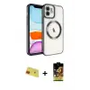 ieg™ iPhone 11 Kılıf Nova Işık Özel Seri - Siyah Buffer Cam Ekran Koruyucu + Rainbow Kamera Lens Koruma Cam - KI