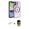 ieg™ iPhone 11 Kılıf Nova Işık Özel Seri - Siyah Buffer Cam Ekran Koruyucu + Renkli Kamera Lens Koruma Cam - SI