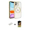 ieg™ iPhone 11 Kılıf Nova Işık Özel Seri - Siyah Buffer Cam Ekran Koruyucu + Renkli Kamera Lens Koruma Cam - SI