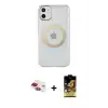 ieg™ iPhone 11 Kılıf Pusula Form - Siyah Buffer Cam Ekran Koruyucu + Pers Alüminyum Kamera Lens - KI