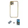 ieg™ iPhone 11 Pro Kılıf Vadi Minimal - Siyah 34D Izgaralı Cam + Shine Kamera Lens Koruma Cam - MI