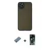ieg™ iPhone 11 Pro Max Kılıf Ahenk Çizgi Serisi - Siyah 360 Mat Full Body Arka Koruyucu + Shine Kamera Lens Koruma Cam - GI