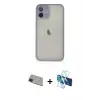 ieg™ iPhone 11 Pro Max Kılıf Ahenk Çizgi Serisi - Siyah 3D Antistatik Seramik Nano Ekran Koruyucu + Rainbow Kamera Lens Koruma Cam - YL