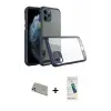 ieg™ iPhone 11 Pro Max Kılıf Nova Asil Özel Seri - Şeffaf Pasifik Cam Ekran Koruyucu + Rainbow Kamera Lens Koruma Cam - GD