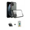 ieg™ iPhone 11 Pro Max Kılıf Nova Asil Özel Seri - Siyah Polymer Nano Ekran Koruyucu + Kamera Lens Koruma Cam - SF