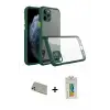 ieg™ iPhone 11 Pro Max Kılıf Nova Asil Özel Seri - Siyah Polymer Nano Ekran Koruyucu + Rainbow Kamera Lens Koruma Cam - GD