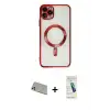ieg™ iPhone 11 Pro Max Kılıf Nova Işık Özel Seri - Şeffaf Pasifik Cam Ekran Koruyucu + Rainbow Kamera Lens Koruma Cam - GD