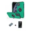 ieg™ iPhone 11 Pro Max Kılıf Odak Form Prime - Siyah 3D Antistatik Hayalet Cam Ekran Koruyucu + Metal Kamera Lens Koruma Cam - SH