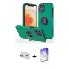 ieg™ iPhone 12 Kılıf Odak Form Prime - Siyah Bilvis 5in1 3D Magic Cam Ekran Koruyucu + Rainbow Kamera Lens Koruma Cam - MR