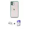 ieg™ iPhone 12 Kılıf Vadi Minimal - Siyah Bilvis 5in1 3D Magic Cam Ekran Koruyucu + Rainbow Kamera Lens Koruma Cam - MR