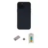 ieg™ iPhone 12 Pro Max Kılıf Çekirdek Modern Serisi - Siyah Polymer Nano Ekran Koruyucu + Shine Kamera Lens Koruma Cam - SABE