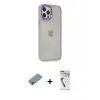 ieg™ iPhone 12 Pro Max Kılıf Eksen Doku Prime - Şeffaf Uv Polymer Nano Ekran Koruyucu + Shine Kamera Lens Koruma Cam - GI
