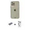 ieg™ iPhone 12 Pro Max Kılıf Eksen Minimal Koleksiyonu - Şeffaf Uv Polymer Nano Ekran Koruyucu + Renkli Kamera Lens Koruma Cam - PE