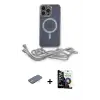 ieg™ iPhone 12 Pro Max Kılıf Eksen Özel Seri - Şeffaf Temperli Cam Ekran Koruyucu + Renkli Kamera Lens Koruma Cam - PE