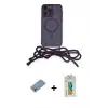 ieg™ iPhone 12 Pro Max Kılıf Eksen Özel Seri - Siyah Polymer Nano Ekran Koruyucu + Shine Kamera Lens Koruma Cam - GI