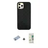 ieg™ iPhone 12 Pro Max Kılıf Nova Çizgi - Siyah 20D Premium Cam Ekran Koruyucu + Shine Kamera Lens Koruma Cam - MI
