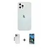 ieg™ iPhone 12 Pro Max Kılıf Nova Çizgi - Siyah 34D Izgaralı Cam + Shine Kamera Lens - LT