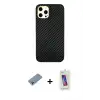 ieg™ iPhone 12 Pro Max Kılıf Nova Çizgi - Siyah Joko 5D Cam + Shine Kamera Lens Koruma Cam - GI