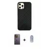 ieg™ iPhone 12 Pro Max Kılıf Nova Çizgi - Siyah Joko Magic 5D Cam + Neon Fosforlu Kamera Lens - SI