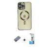 ieg™ iPhone 12 Pro Max Kılıf Nova Işık Özel Seri - Siyah 5D Eko Cam Ekran Koruyucu + Metal Kamera Lens Koruma Cam - KI
