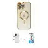 ieg™ iPhone 12 Pro Max Kılıf Nova Işık Özel Seri - Siyah 5D Eko Cam Ekran Koruyucu + Shine Kamera Lens - LT