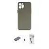 ieg™ iPhone 12 Pro Max Kılıf Yadigar Yansıma Serisi - Şeffaf Uv Polymer Nano Ekran Koruyucu + Renkli Kamera Lens Koruma Cam - PE