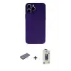 ieg™ iPhone 13 Pro Max Kılıf Ahenk Serisi - Siyah Bilvis Hayalet Cam Ekran Koruyucu + Renkli Kamera Lens Koruma Cam - MI