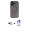 ieg™ iPhone 13 Pro Max Kılıf Akış Minimal Özel Seri - Siyah Bilvis 5in1 3D Magic Cam Ekran Koruyucu + Rainbow Kamera Lens Koruma Cam - MR