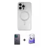 ieg™ iPhone 13 Pro Max Kılıf Akış Minimal Özel Seri - Siyah Bilvis 5in1 5D Magic Hayalet Cam Ekran Koruyucu + Neon Fosforlu Kamera Lens - MI