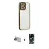 ieg™ iPhone 13 Pro Max Kılıf Çekirdek Klasik Serisi - Şeffaf 360 Full Body Arka Koruyucu + Rainbow Kamera Lens Koruma Cam - MI
