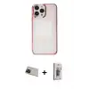 ieg™ iPhone 13 Pro Max Kılıf Doruk Doku Prime - Siyah Bilvis 3D Cam Ekran Koruyucu + Rainbow Kamera Lens Koruma Cam - KI