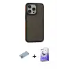 ieg™ iPhone 13 Pro Max Kılıf Eksen Işık - Siyah Bilvis 5in1 5D Magic Hayalet Cam Ekran Koruyucu + Shine Kamera Lens Koruma Cam - MI
