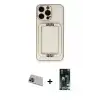 ieg™ iPhone 13 Pro Max Kılıf Kozmos Minimal Prime - Şeffaf 360 Full Body Arka Koruyucu + Rainbow Kamera Lens Koruma Cam - MI