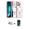 ieg™ iPhone 13 Pro Max Kılıf Nova Işık Özel Seri - Şeffaf 360 Full Body Arka Koruyucu + Rainbow Kamera Lens Koruma Cam - REGD