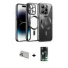 ieg™ iPhone 13 Pro Max Kılıf Nova Işık Özel Seri - Şeffaf 360 Full Body Arka Koruyucu + Rainbow Kamera Lens Koruma Cam - REGD