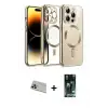 ieg™ iPhone 13 Pro Max Kılıf Nova Işık Özel Seri - Şeffaf 360 Full Body Arka Koruyucu + Rainbow Kamera Lens Koruma Cam - MR