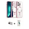ieg™ iPhone 13 Pro Max Kılıf Nova Işık Özel Seri - Şeffaf Pasifik Cam Ekran Koruyucu + Rainbow Kamera Lens Koruma Cam - KI