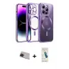 ieg™ iPhone 13 Pro Max Kılıf Nova Işık Özel Seri - Şeffaf Pasifik Cam Ekran Koruyucu + Rainbow Kamera Lens Koruma Cam - KI