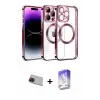 ieg™ iPhone 13 Pro Max Kılıf Pusula Form - Siyah Bilvis 5in1 3D Magic Cam Ekran Koruyucu + Rainbow Kamera Lens Koruma Cam - KI
