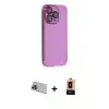 ieg™ iPhone 13 Pro Max Kılıf Siluet Minimal Özel Seri - Şeffaf Maxco Cam Ekran Koruyucu + Rainbow Kamera Lens Koruma Cam - MI