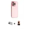 ieg™ iPhone 13 Pro Max Kılıf Siluet Minimal Özel Seri - Şeffaf Maxco Cam Ekran Koruyucu + Rainbow Kamera Lens Koruma Cam - MI