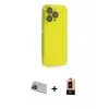 ieg™ iPhone 13 Pro Max Kılıf Siluet Minimal Özel Seri - Şeffaf Maxco Cam Ekran Koruyucu + Rainbow Kamera Lens Koruma Cam - MI
