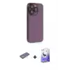 ieg™ iPhone 13 Pro Max Kılıf Siluet Minimal Özel Seri - Siyah Bilvis 5in1 5D Magic Hayalet Cam Ekran Koruyucu + Renkli Kamera Lens Koruma Cam - SI