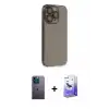 ieg™ iPhone 13 Pro Max Kılıf Siluet Minimal Özel Seri - Siyah Bilvis 5in1 5D Magic Hayalet Cam Ekran Koruyucu + Neon Fosforlu Kamera Lens - MI