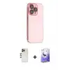 ieg™ iPhone 13 Pro Max Kılıf Siluet Minimal Özel Seri - Siyah Bilvis 5in1 5D Magic Hayalet Cam Ekran Koruyucu + Shine Kamera Lens - GD