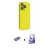 ieg™ iPhone 13 Pro Max Kılıf Siluet Minimal Özel Seri - Siyah Bilvis 5in1 5D Magic Hayalet Cam Ekran Koruyucu + Renkli Kamera Lens Koruma Cam - SI