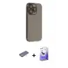 ieg™ iPhone 13 Pro Max Kılıf Siluet Minimal Özel Seri - Siyah Bilvis 5in1 5D Magic Hayalet Cam Ekran Koruyucu + Renkli Kamera Lens Koruma Cam - SI