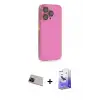 ieg™ iPhone 13 Pro Max Kılıf Siluet Minimal Özel Seri - Siyah Bilvis 5in1 5D Magic Hayalet Cam Ekran Koruyucu + Rainbow Kamera Lens Koruma Cam - KI