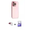 ieg™ iPhone 13 Pro Max Kılıf Siluet Minimal Özel Seri - Siyah Bilvis 5in1 5D Magic Hayalet Cam Ekran Koruyucu + Pers Alüminyum Kamera Lens - KI
